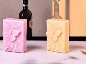 Molde silicona jabon rectangular mariposa y flores